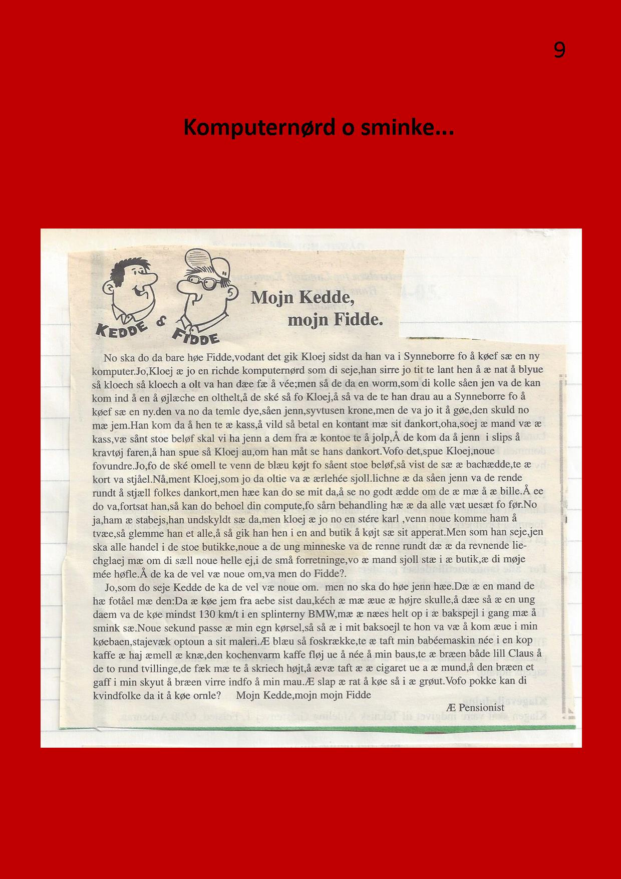 9 Mojn Kedde mojn Fidde til mojnasta
